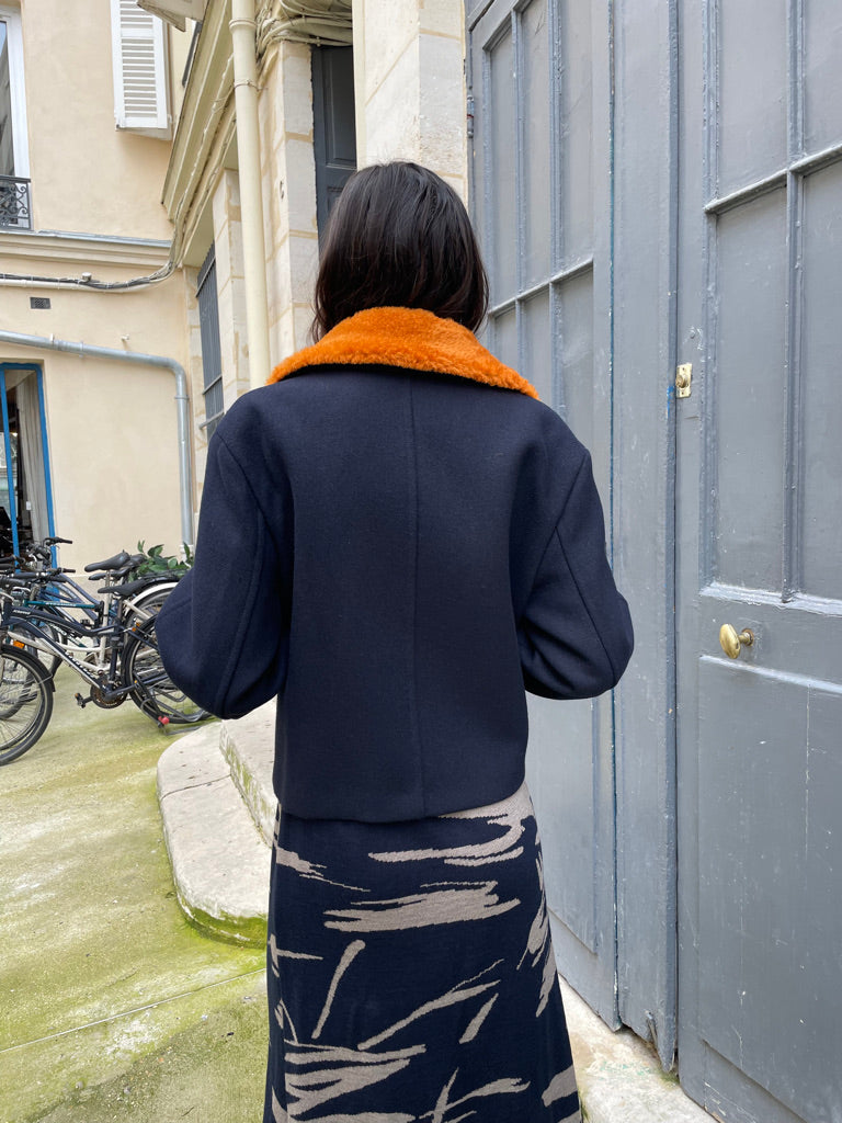 Maisie - Short Wool Jacket with Shearling Collar