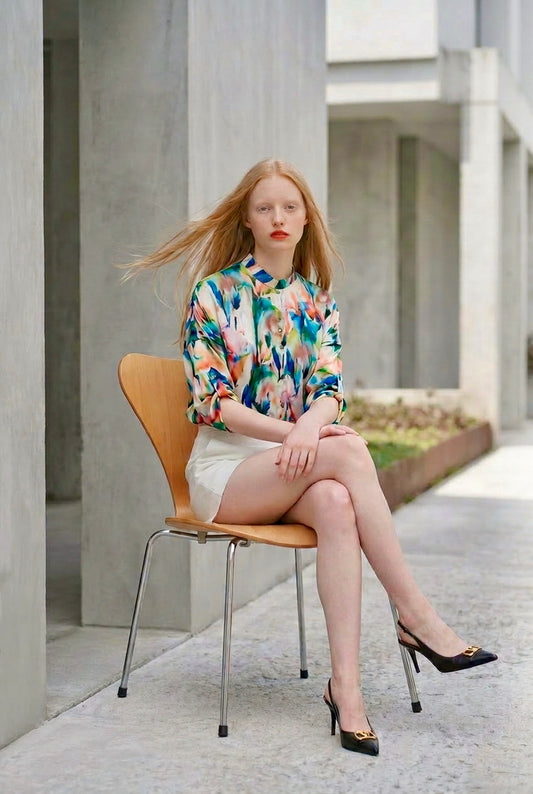 Whitney - Cotton Voile Shirt - Multicolor Print
