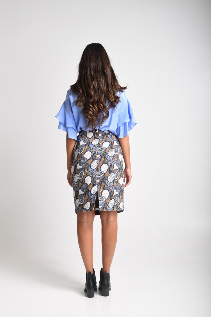 Celya - Jacquard Pencil Skirt