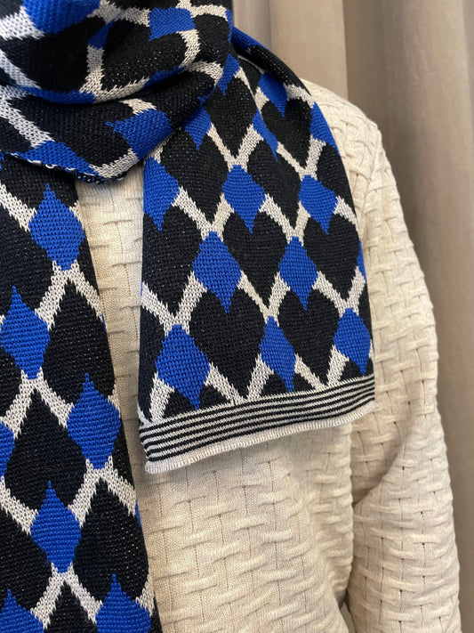Mirri - Knitted Jacquard Scarf- Blue