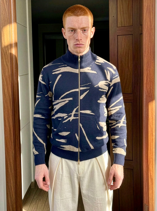 Diego - Knitted Jacquard Paintbrush Jacket
