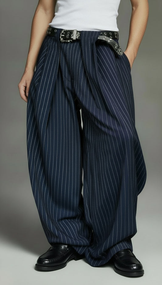 Hudson - Wide-leg pinstripe fluid pants