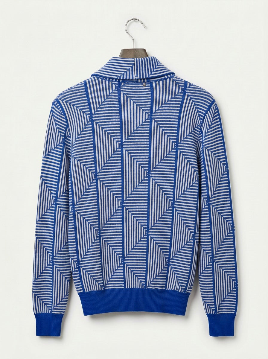 Loras - Diagonal Jacquard Sweater - Blue