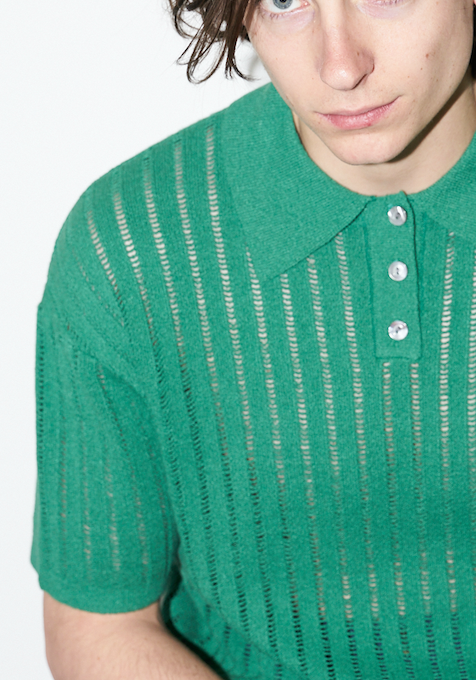 Wesley - Crepe Knit Polo Shirt - Green