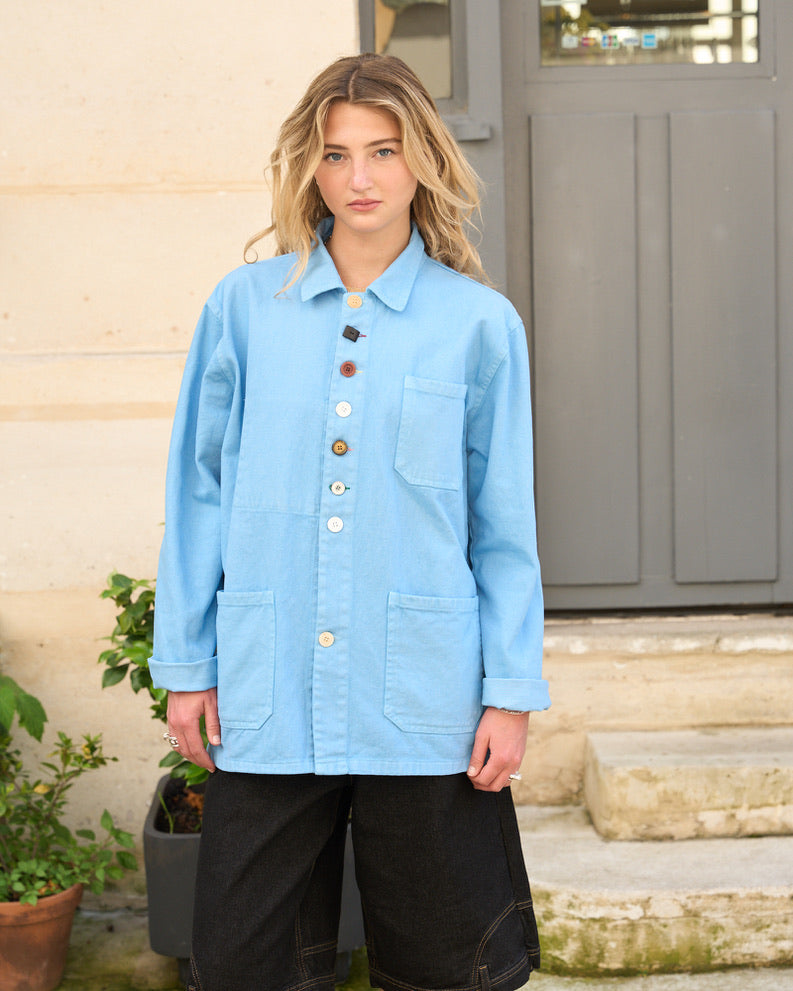 Angel -  Washed Cotton Painter's Jacket with Vintage buttons