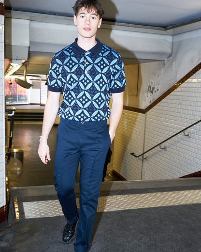 Damien-Tailored Pants With Middle Pleat-Navy