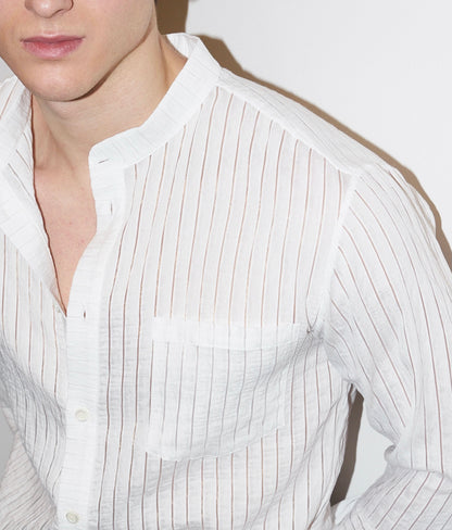 Remi-Cotton Stripe Shirt - White on White