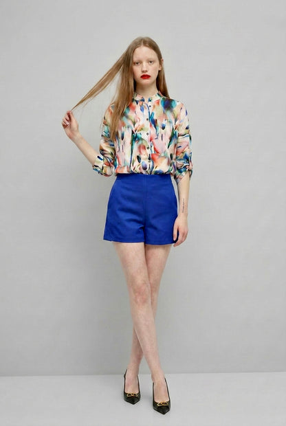 Holli - High Waist Tailored Shorts - Cobalt Blue