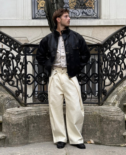 Zuri - Three Dimensional Pleated Pants - Ecru