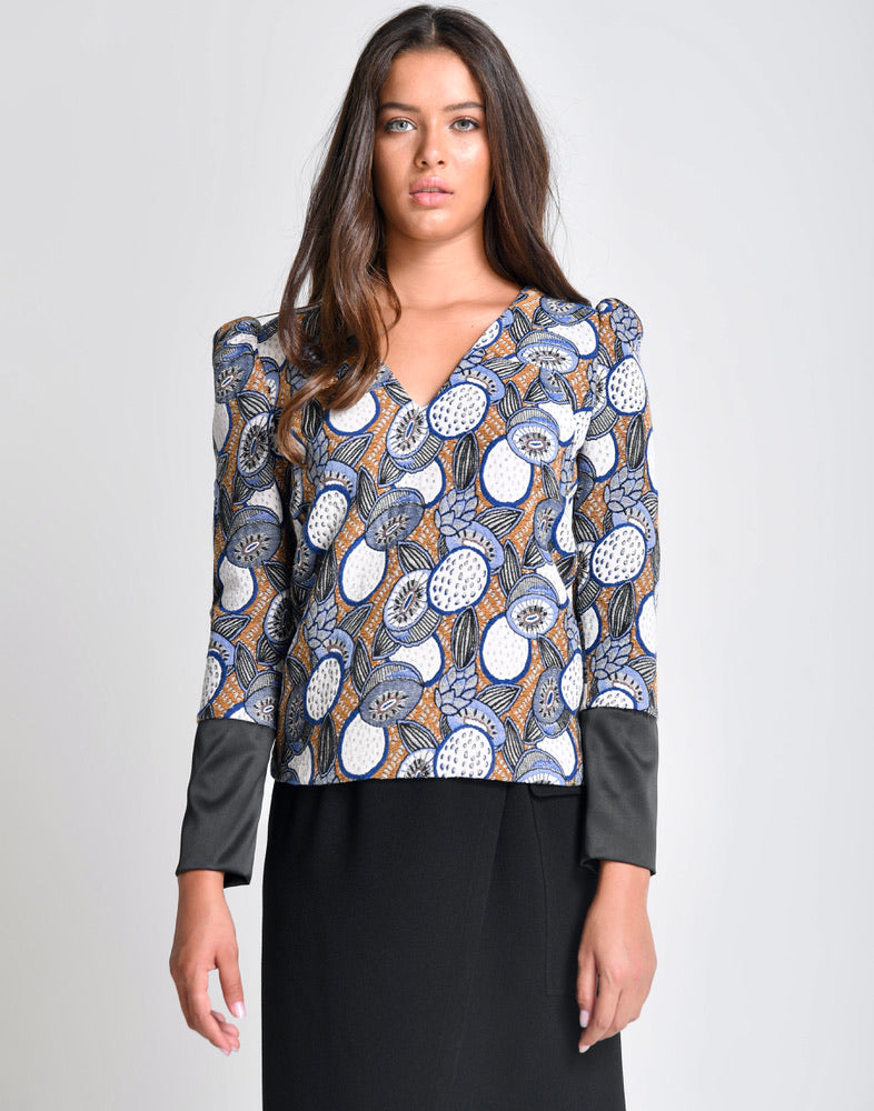Calliope - Brocade top with Puffy shoulders