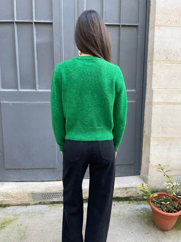 Tessa - Grass-Green Bijou Button Cardigan