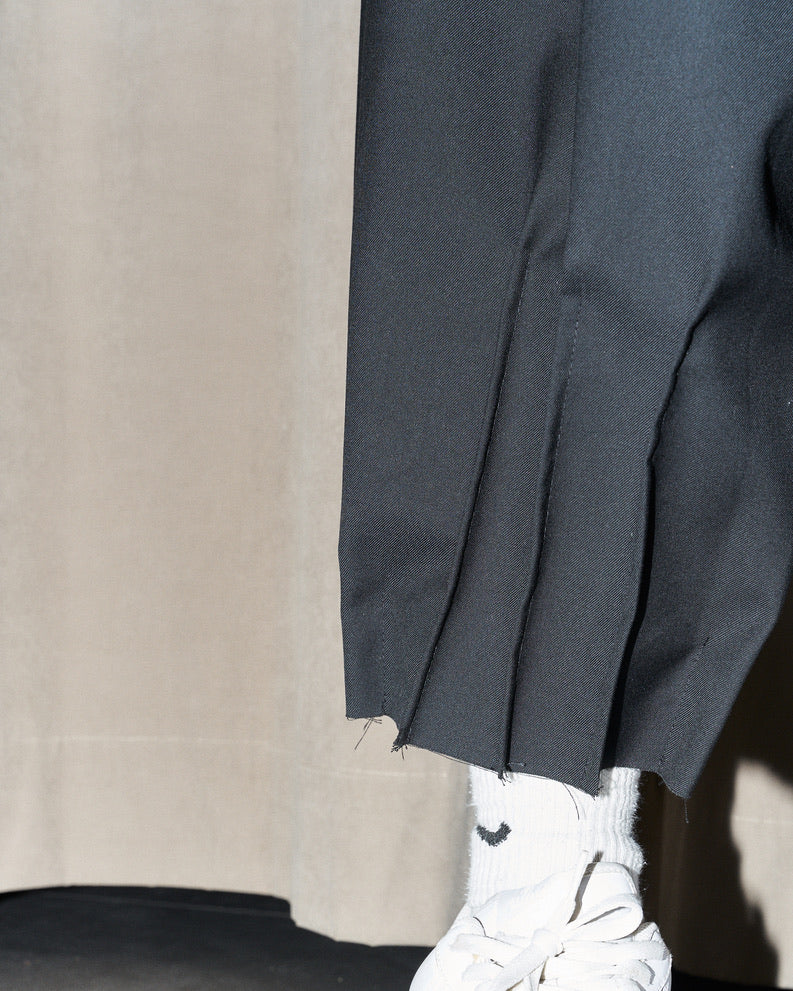 NCB - Deconstructed Knife Pleat Raw Hem Pants