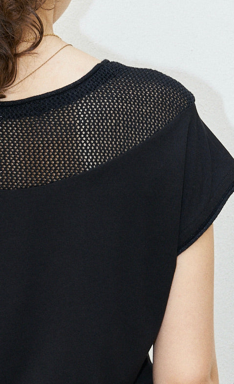 Orsa - Jersey Top with mesh inserts - Black