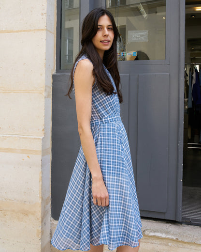 Reyna - Circle Wrap Dress - Silk Plaid