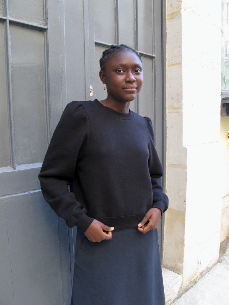Rasha Puff shoulder Cropped Sweatshirt
