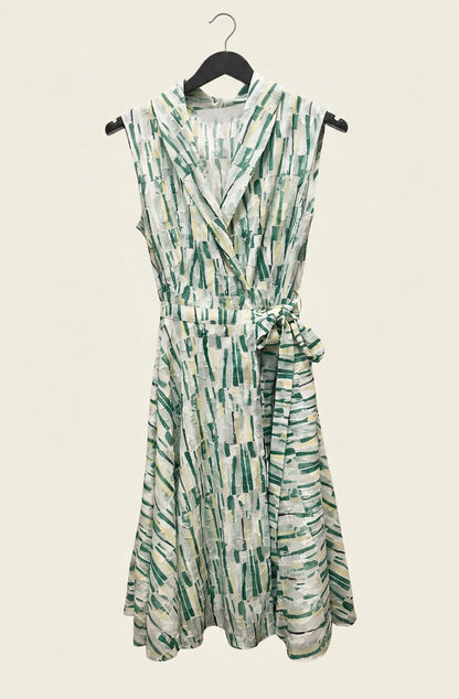 Reyna - Circle Wrap Dress - Abstract Jacquard - Green