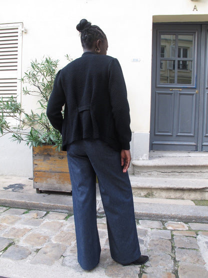 Fawna - Tailored Kniited Blazer - Metallic Black