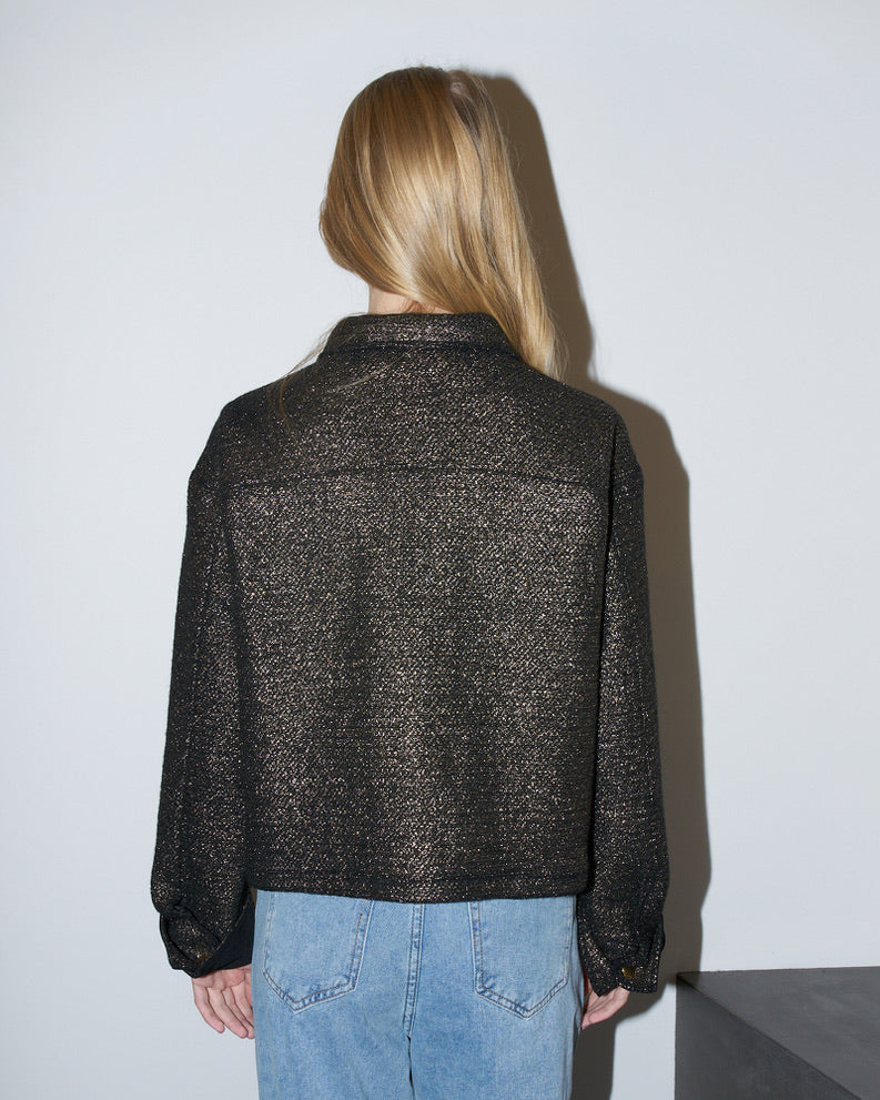 Mira - Crop Metallic Jacket - Gold