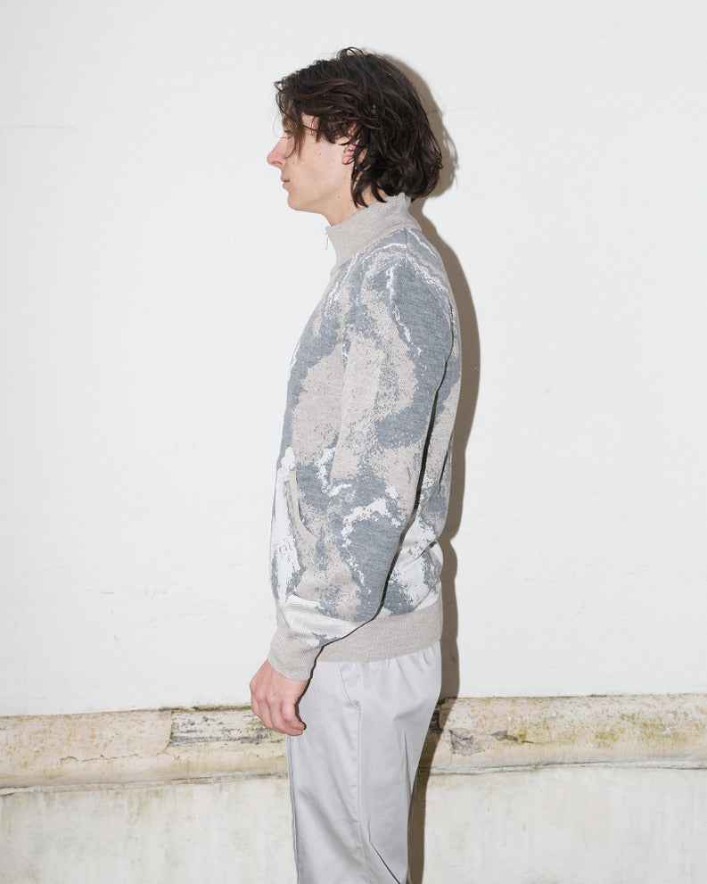 Bowen - Knitted Jacket with pockets - Abstract Marble