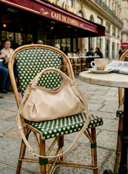 Talia - Italian Leather Convertible Handbag - Cream