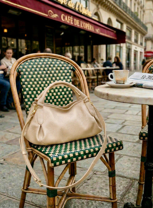 Talia - Italian Leather Convertible Handbag - Cream