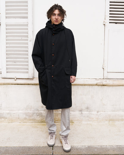 Josh - Oversized Tailored High Collar Hooded Trench Coat