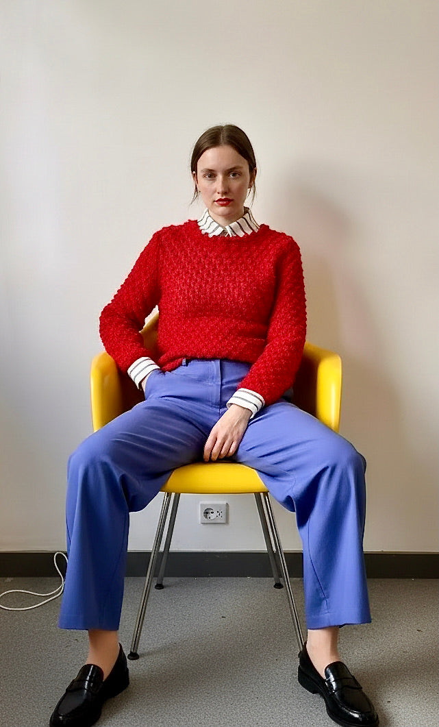 Violet -  Textured Lace Knit Top - Red