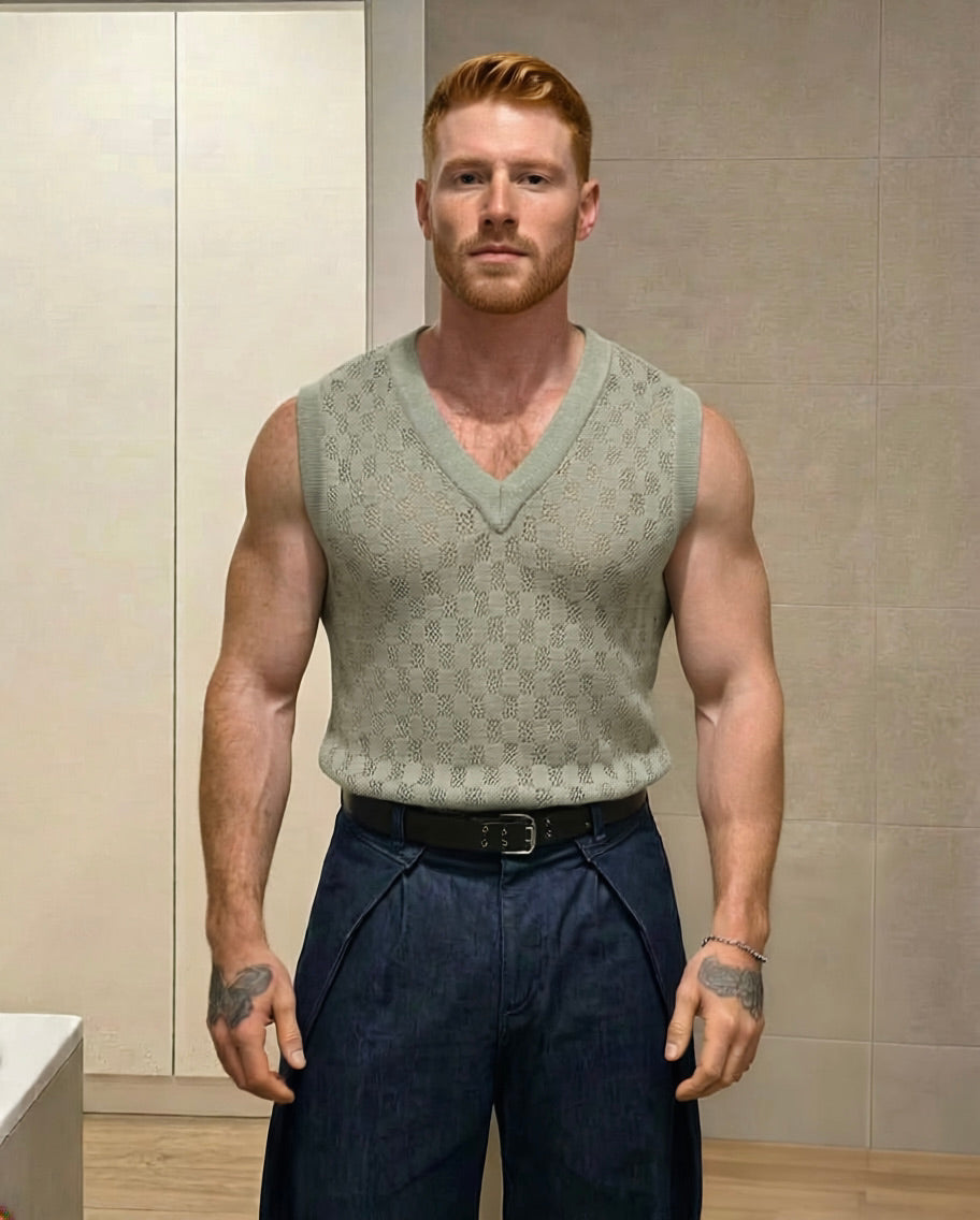 Paddy - Lightweight cotton-silk knit vest - Almond green