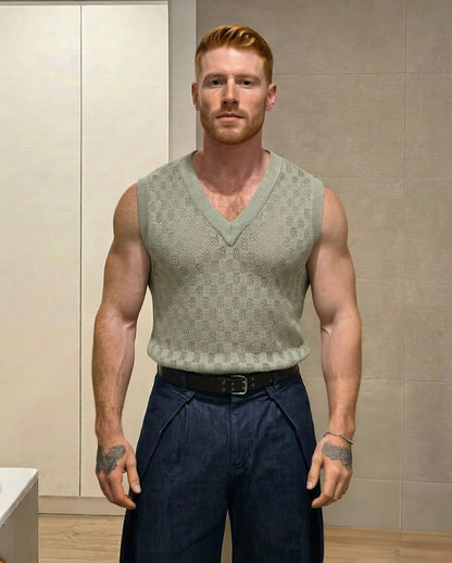 Paddy - Lightweight cotton-silk knit vest - Almond green