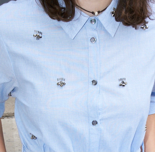 Gema - Embroidered Short Shirt Dress -