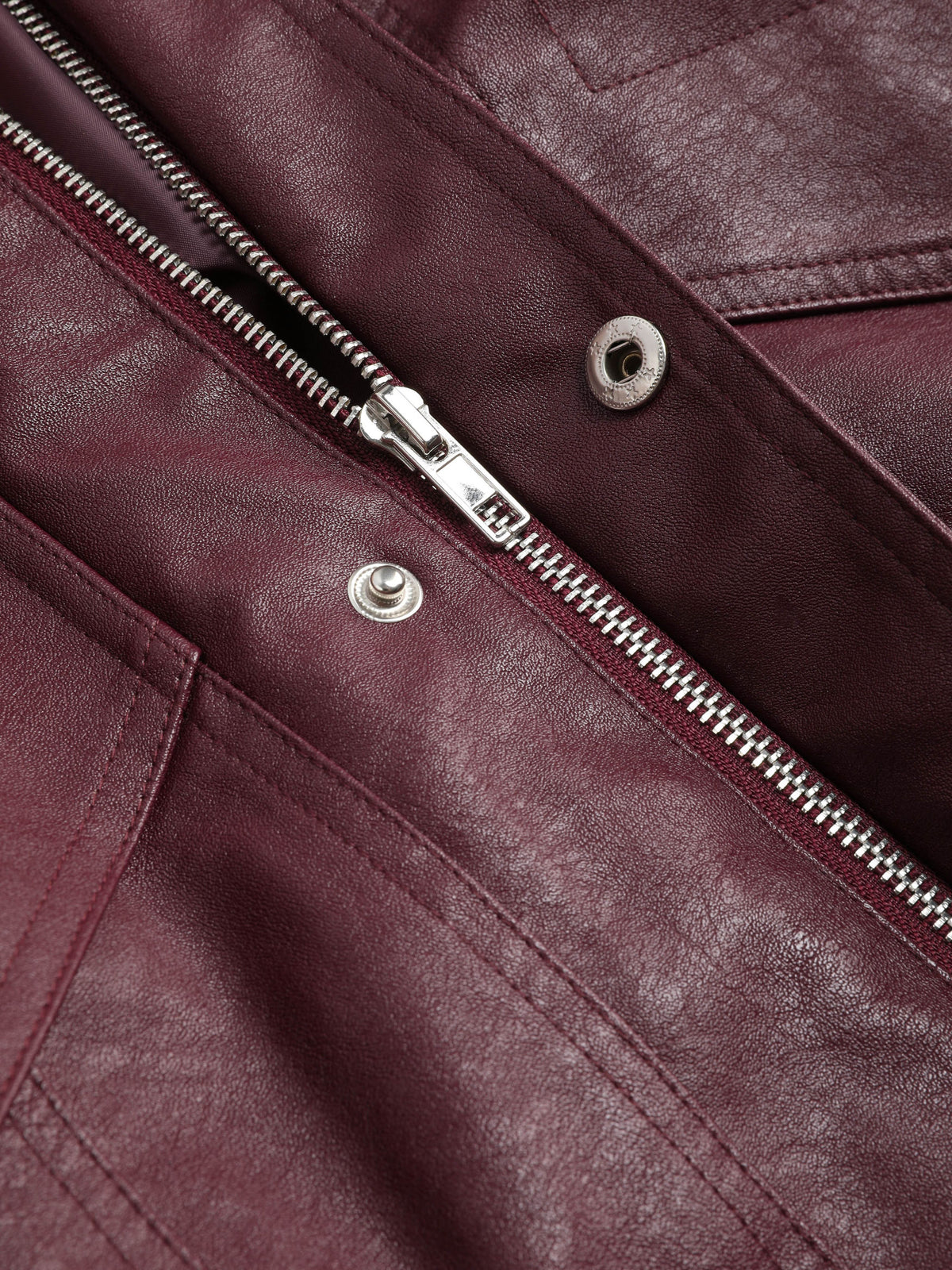 Ramon - Oversized Vegan Leather Retro Jacket-Burgundy