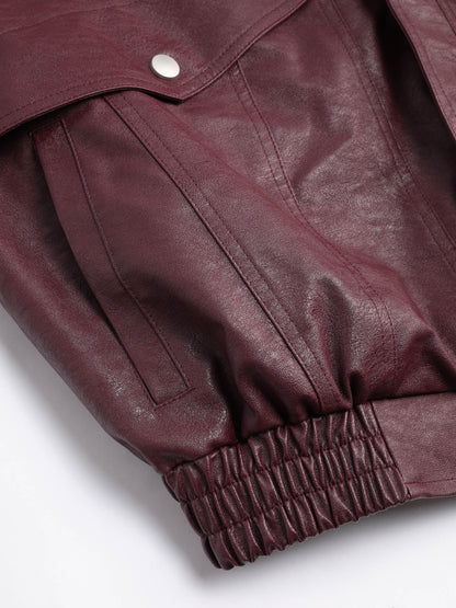 Ramon - Vegan Leather Jacket - Burgundy - Man