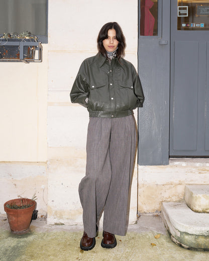 Daenerys-Wide Leg Light Wool Pants - Taupe