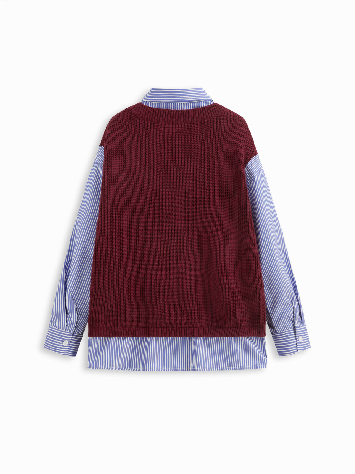 Corbin - Trompe-l’œil Knit and Shirt Top - Woman