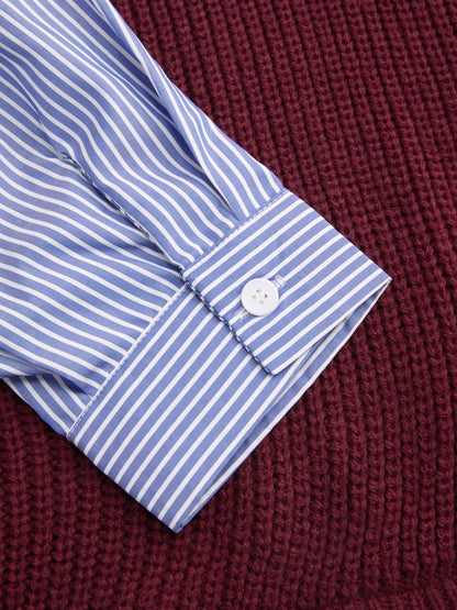 Corbin - Trompe-l’œil Knit and Shirt Top - Woman