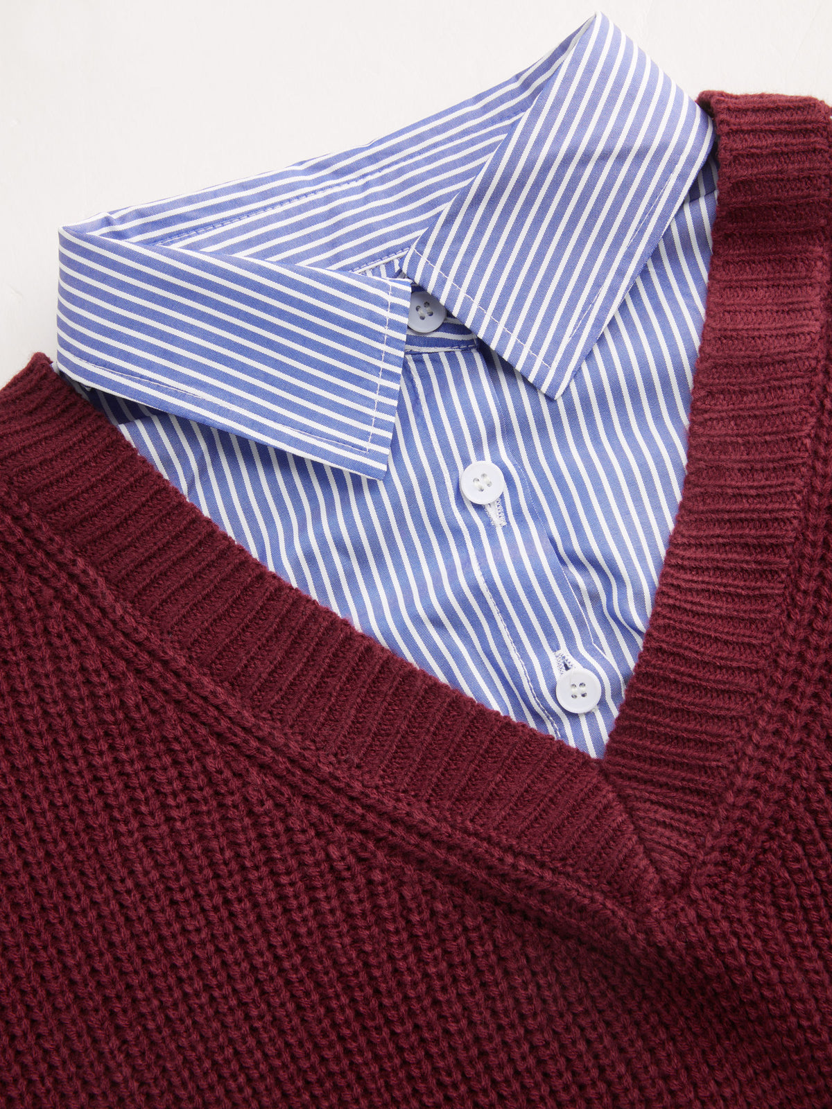 Corbin - Trompe-l’œil Knit and Shirt Top - Woman