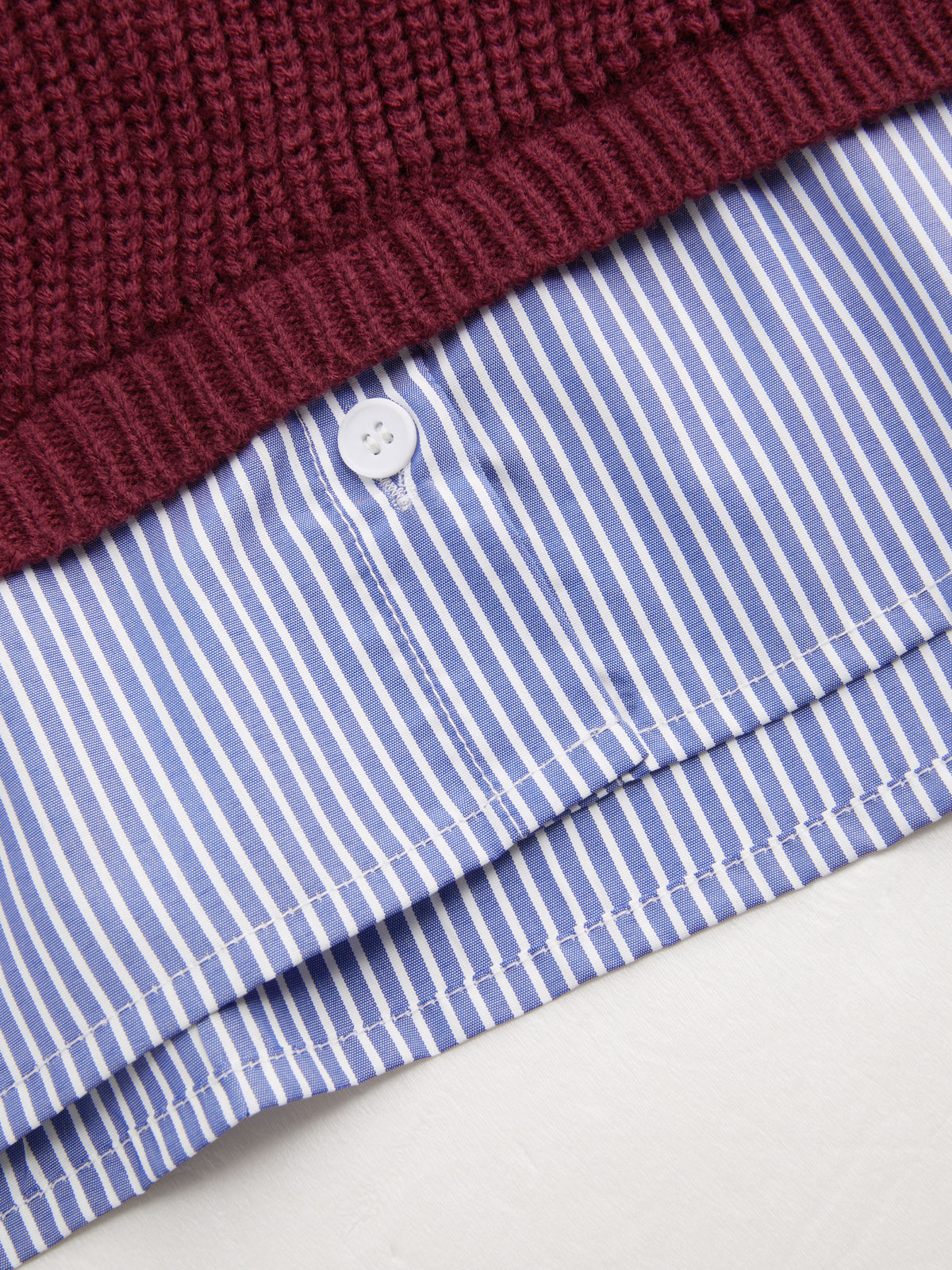Corbin - Trompe-l’œil Knit and Shirt Top - Woman
