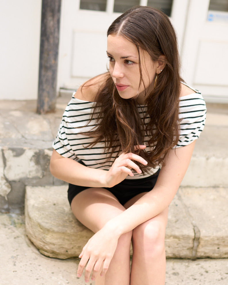 Lord - Nautical Stripe Asymmetrical Jersey Top