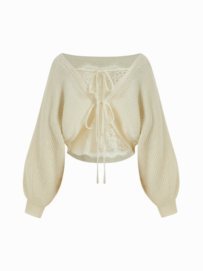 Alva  - Cropped Lace-Back Knit - Vanille