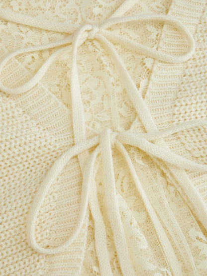 Alva  - Cropped Lace-Back Knit - Vanille