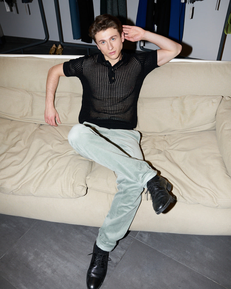 Troy - Mesh Knit Polo - Black