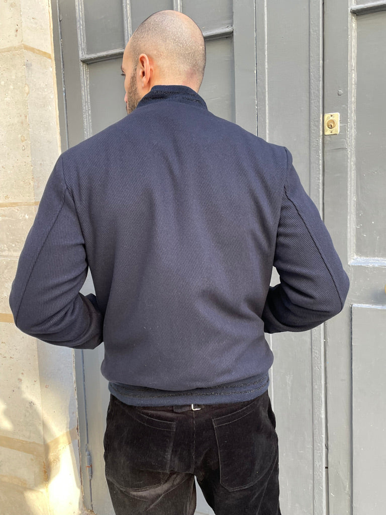 Liam-Wool Bomber Jacket-Navy