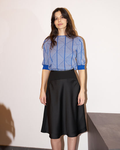 Frankie - Crepe Satin/Matte Crepe Knee Length Skirt