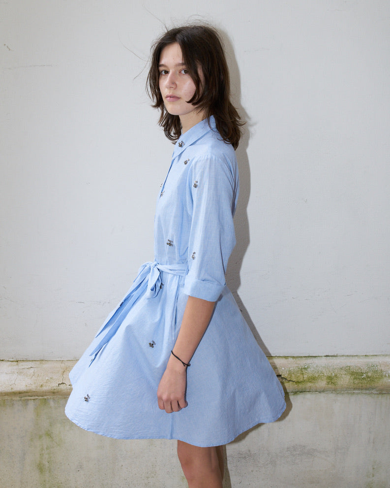 Gema - Embroidered Short Shirt Dress -