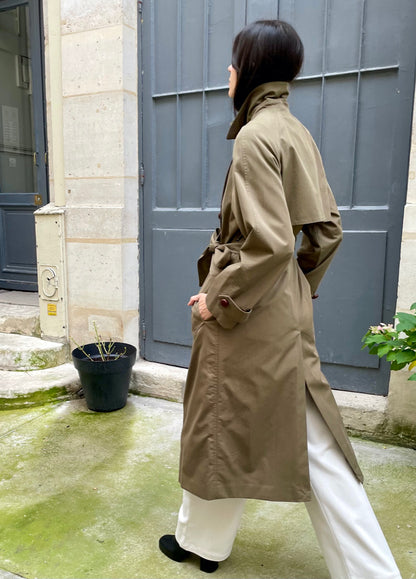 Melina - Waterproof Kaki Long Trench Coat