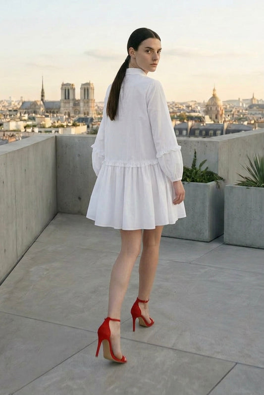 Bo - White Cotton Babydoll Dress