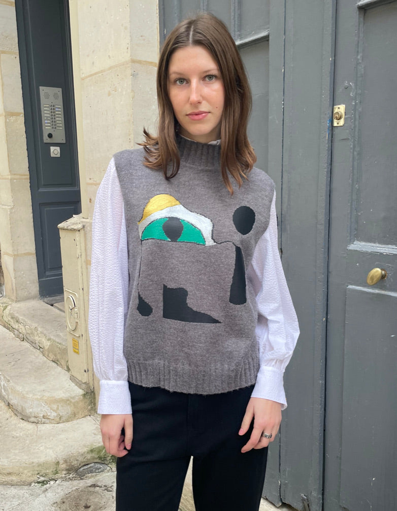 Candy - Knitted Vest with Surrealist Eye