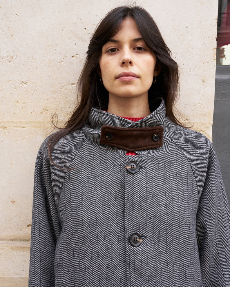 Zion - Herringbone Loose Wool Coat