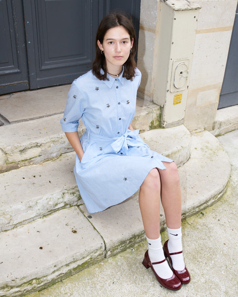 Gema - Embroidered Short Shirt Dress -