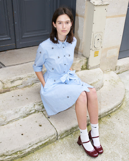 Gema - Embroidered Short Shirt Dress -